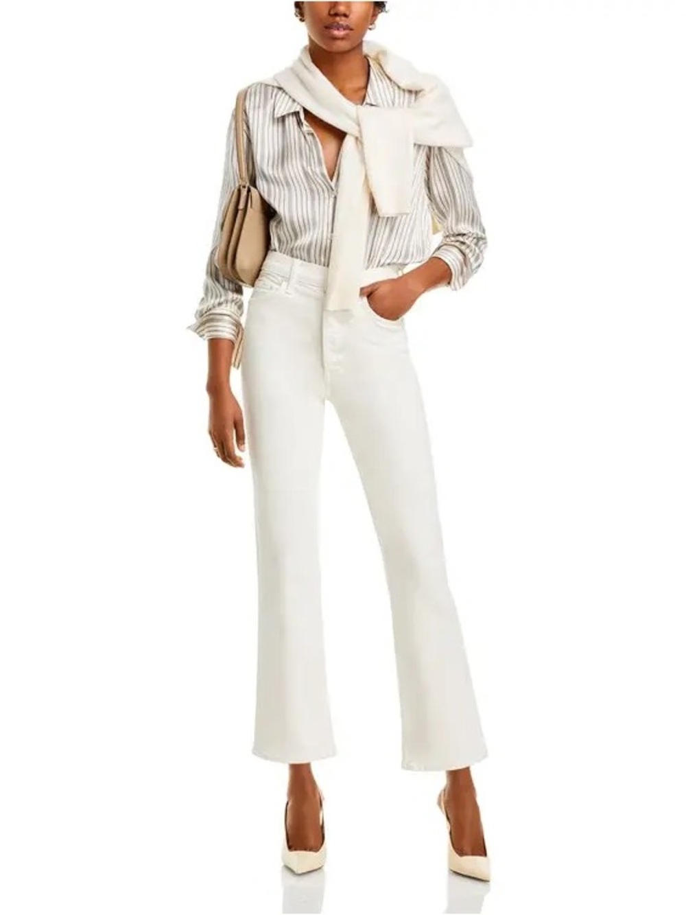 Mother The Tripper Ankle Fray jeans in cream white size 26 - Picture 5 of 10